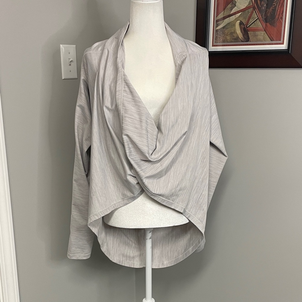 ZYIA Light Gray Drape Front Top